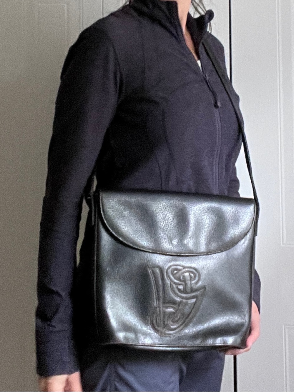 Valentino Garavani Vintage Black Leather Crossbody Purse